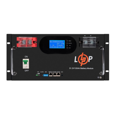 Акумулятор LogicPower LP LiFePO4 51,2V - 120 Ah 6000Wh (Smart BMS 100A) с LCD RM AB RS485/CAN Акумулятор LogicPower LP LiFePO4 51,2V - 120 Ah 6000Wh (Smart BMS 100A) с LCD RM AB RS485/CAN