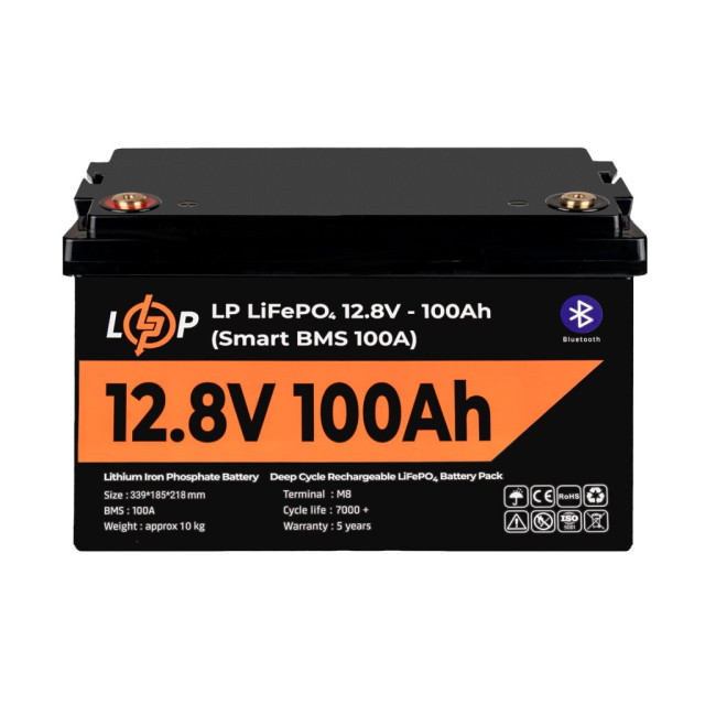 Акумулятор LogicPower LP LiFePO4 12V (12,8V) - 100 Ah (1280Wh) (Smart BMS 100А) з BT пластик