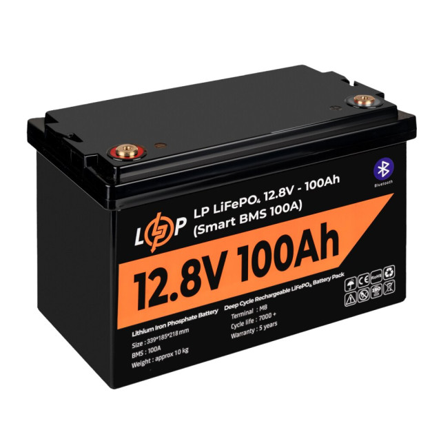 Акумулятор LogicPower LP LiFePO4 12V (12,8V) - 100 Ah (1280Wh) (Smart BMS 100А) з BT пластик