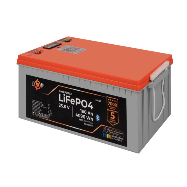 Акумулятор LogicPower LP LiFePO4 25,6V - 160 Ah (4096Wh) (BMS 200A/100А) пластик LCD Smart BT