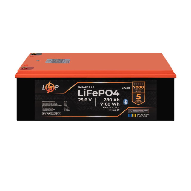 Акумулятор LogicPower LP LiFePO4 25,6V - 280 Ah (7168Wh) (BMS 200A/200А) пластик Smart BT