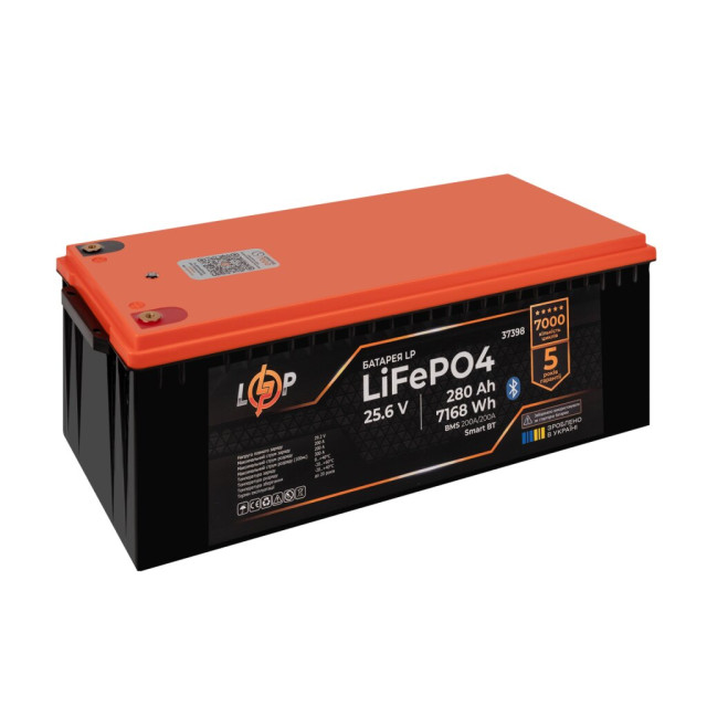 Акумулятор LogicPower LP LiFePO4 25,6V - 280 Ah (7168Wh) (BMS 200A/200А) пластик Smart BT
