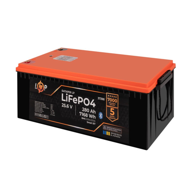 Акумулятор LogicPower LP LiFePO4 25,6V - 280 Ah (7168Wh) (BMS 200A/200А) пластик Smart BT