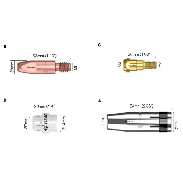 Пальник для напівавтоматичного зварювання Parweld PRO-2400 (4 кнопки), 5м Пальник для напівавтоматичного зварювання Parweld PRO-2400 (4 кнопки), 5м