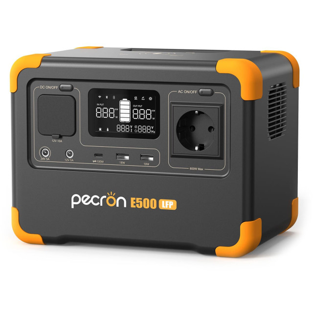 Купити зарядну станцію Pecron E500LFP (576 Вт·год / 600 Вт) — компактний LiFePO4, чистий синус, режим ДБЖ